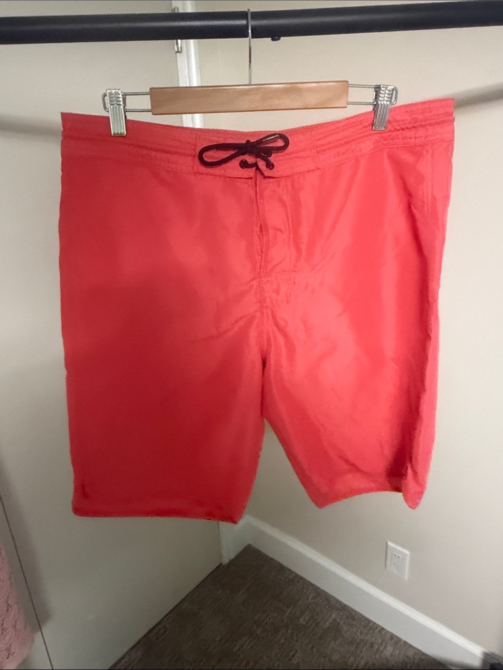 Old Navy Coral Red Swim Board Shorts with Black Drawstring